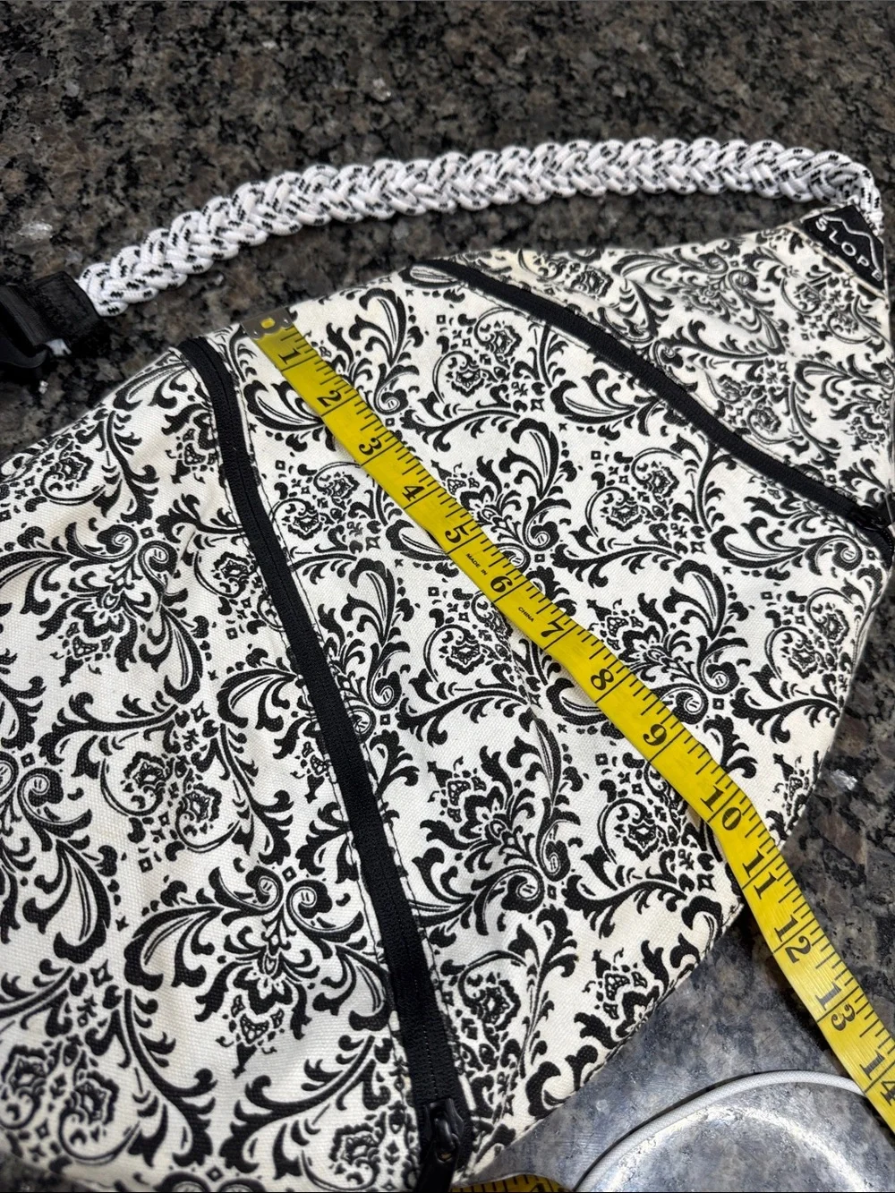 Slope Black & White Damask large Crossbody Sling Bag